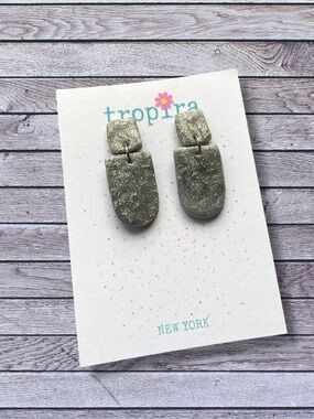 Silver Arched Glitter Drop Polymer Clay Earrings